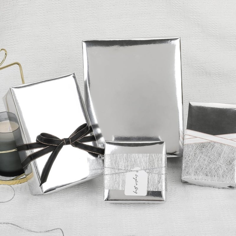 NESCCI Silvery Metallic Wrapping Paper, Solid Color Paper-2 Roll,17 Inches X 32.8 Feet Per Roll,Gift Wrapping Paper,Perfect for Wedding,Valentine's Day, Birthday,Baby Shower,DIY Bouquet - Image 5